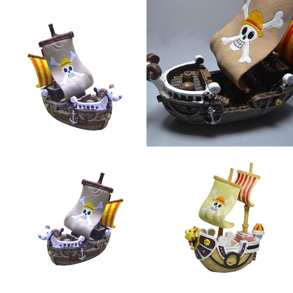 Beautiful Resin Pirate Ship Aquarium Ornament Gift Non-toxic Durable 6''*2''*5''