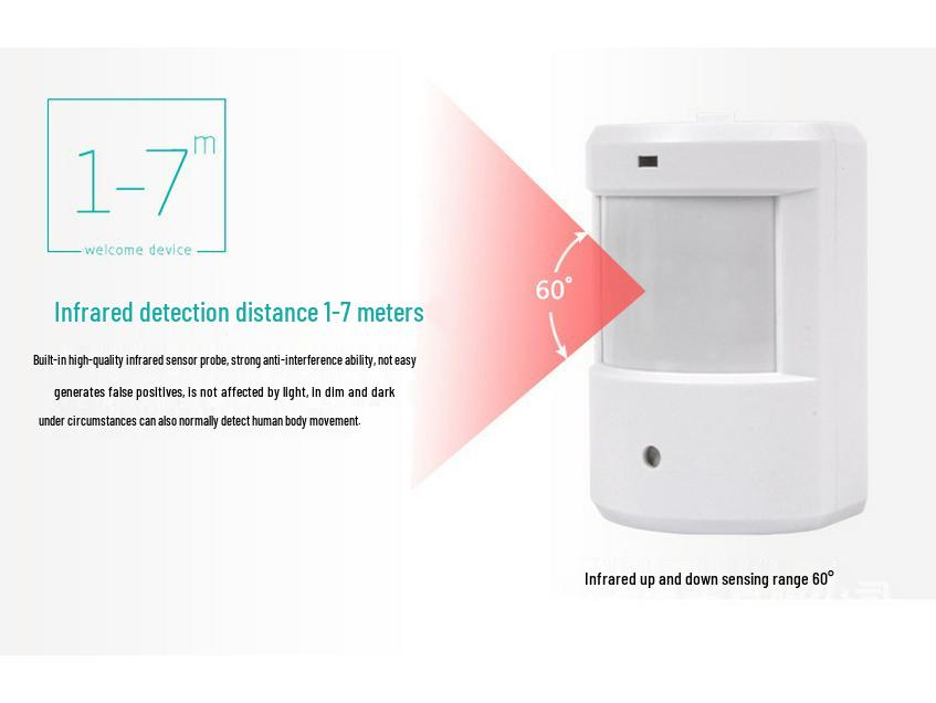 Ultra-Long Range Infrared Sensor Battery-Powered Doorbell with Split Design and Alarm Feature