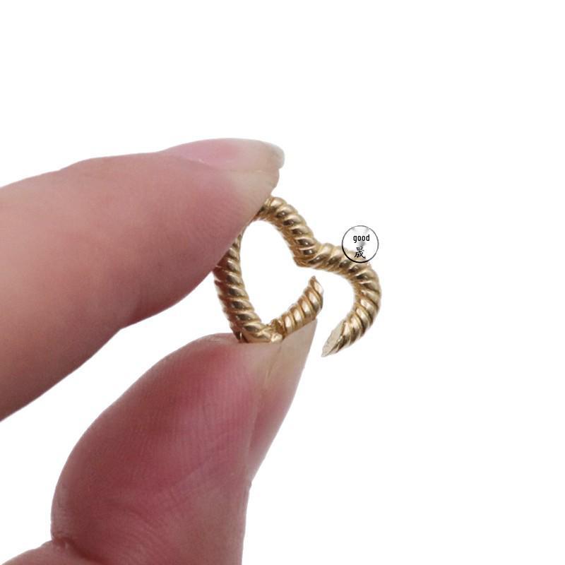 Movable Brass Heart Spring Clasp Twist Keychain Accessory