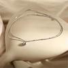 PANJBJ 925 Silver Circle Ball Necklace for Women Versatile Clavicle Chain Double Layer Versatile Office Minimalist Jewelry Gift