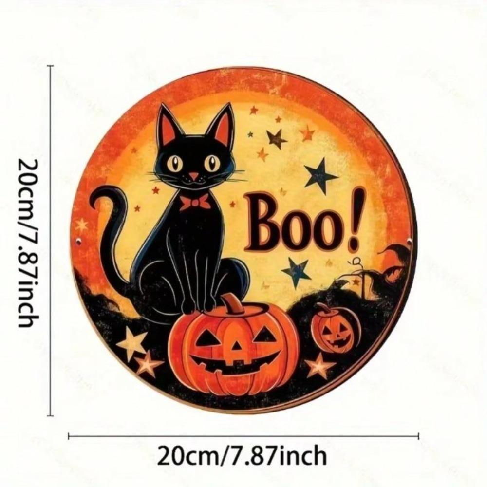 Halloween Tin Wall Art Retro Boo Horror Decor for Home Cafe Party