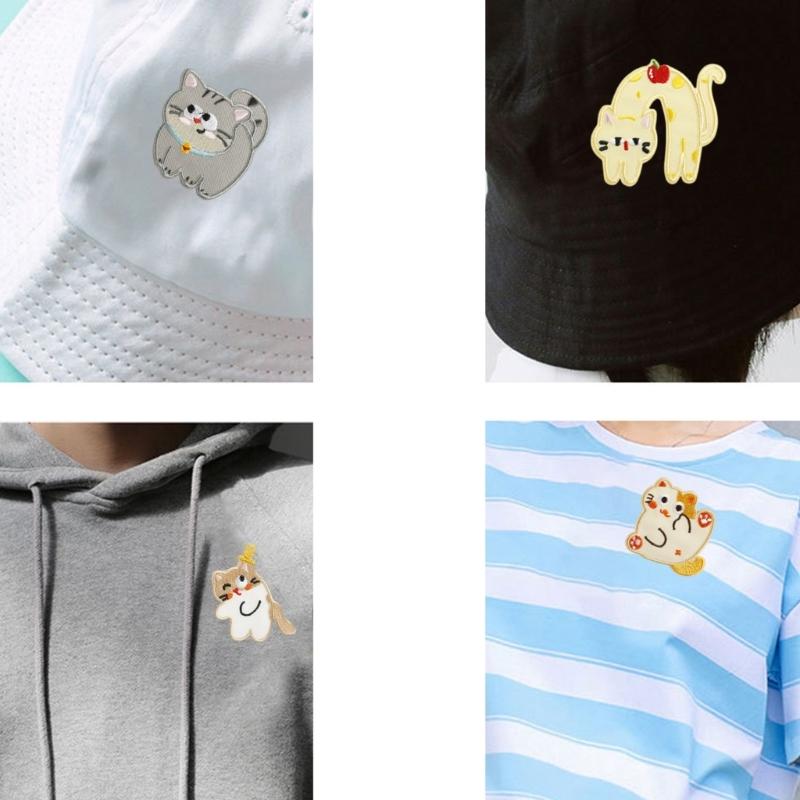 6 Pcs Cartoon Animal Embroidered Patches Cats Iron on Patches Clothing Patches Kitten Sewing Patches for Clothes Bag