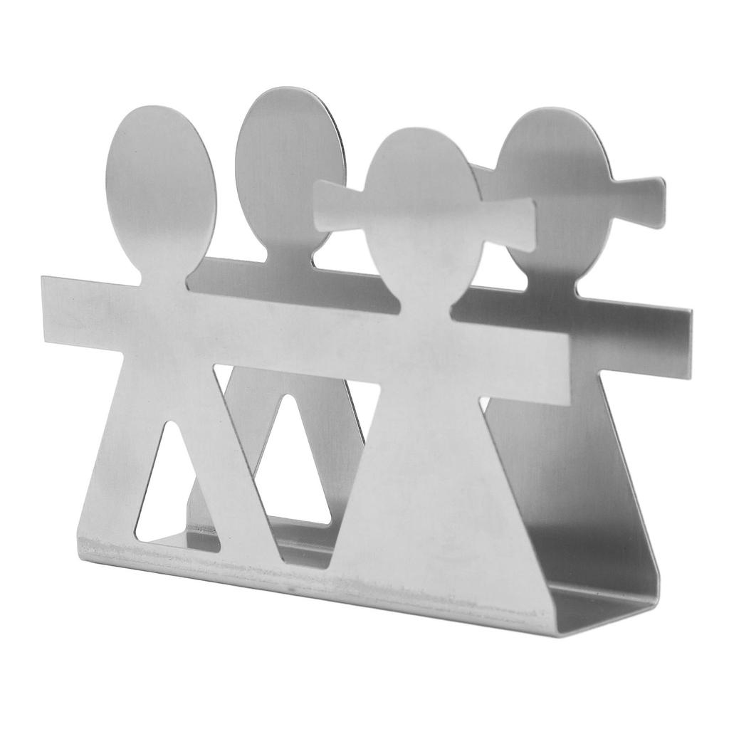 Upright Napkin Holder Boy and Girl Hollow Pattern Wrought Iron Metal Vertical Tissue Holder Desktop Storage Rack