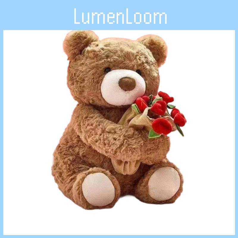 Teddy Cute Bear Plush Doll With Embracing Rose Decorations For Gift Holiday