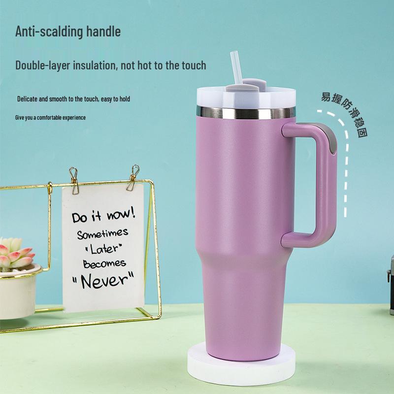 40oz Second Gen Insulated Stainless Steel Cup with Handle & Straw - Large Capacity Cold Preservation.