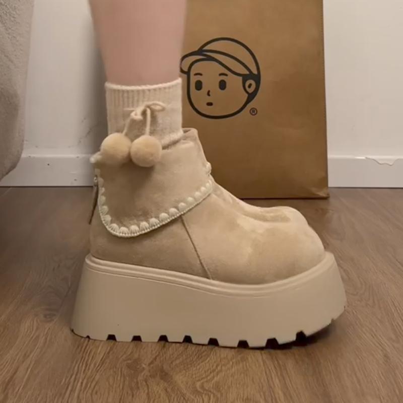 Fashion Flats Platform Women Ankle Boots Fashion Winter Suede Shoes Casual Dress Warm Snow Boots 2025 Designer Botas De Mujer Zapatos