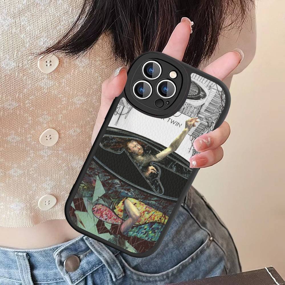 Musician A-Aphex T-Twin Leather Phone Case For Iphone 16 15 14 Plus 13 12 11 Pro Max Case