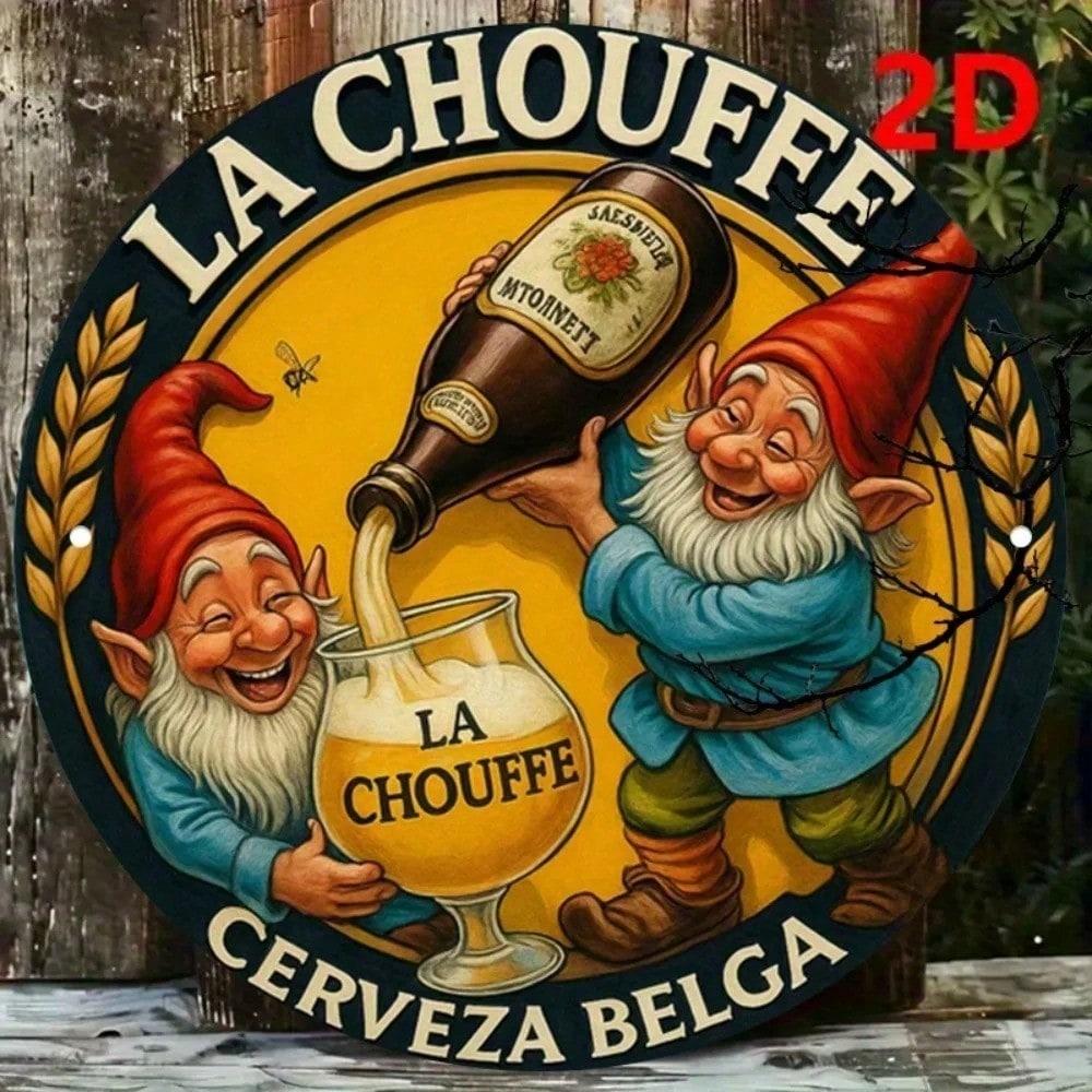 8x8 дюймов La Chouffe Бельгийское Пиво Гном Металлическая Настенная Табличка Ретро Железный Человек Пещера Паб Декор разноцветный