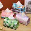 Vintage PU Leather Tissue Box Holder Decorative Durable Paper Tissue Case Oil Painting Car Tissue Box Home Living Room