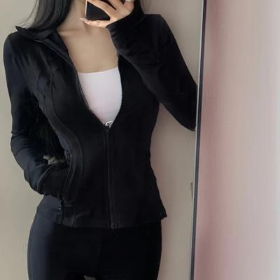 Sports Jacket Women's Summer Stand-up Collar Slim-fitting and Thin Waist Tight Quick-drying Yoga Top