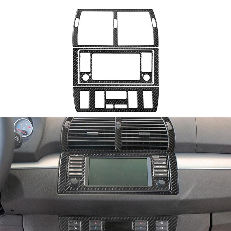 

Carbon Fiber Car Interior Center Console Navigation CD Button Panel Decoration Stickers For BMW X5 2000-2006 Car Accessories