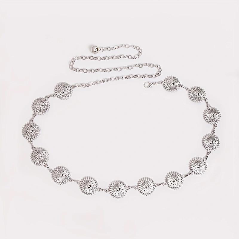 Daisy Decorated Metal Flower Carved Waist Chain Women Fashion Jewelry Waist