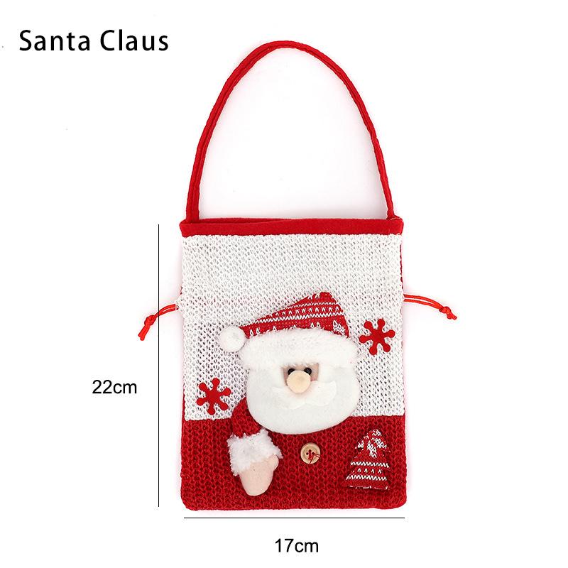 

17x22cm Christmas Gift Bag Square Knit Cute Apple Candy Package Christmas Eve Decoration Santa Claus Snowman Elk New Year Xmas 17x22cm