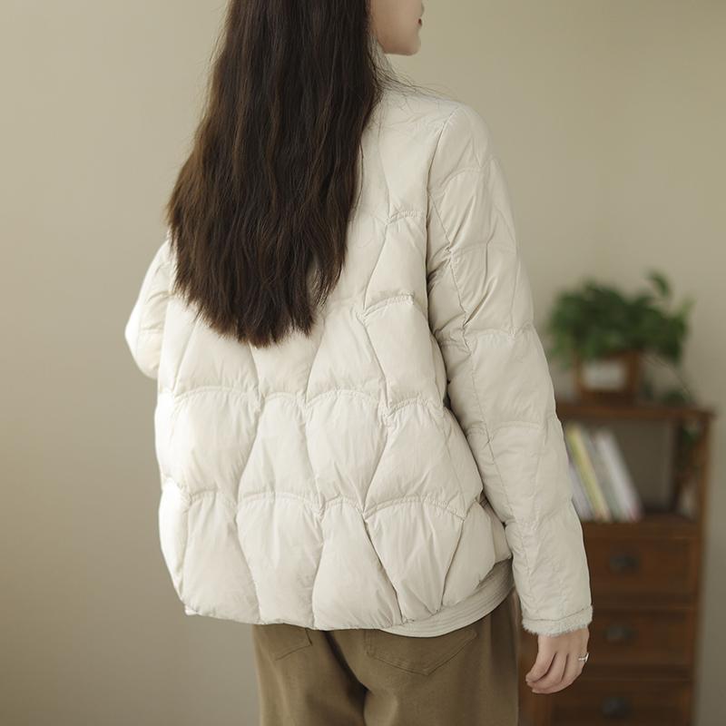 Giacca corta in piumino Abbigliamento invernale da donna Cappotto in piumino d'anatra bianco