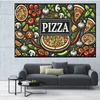 2D Flat Single-piece Food-themed Pizza Party Background Cloth Birthday Banner and Flag Supplies