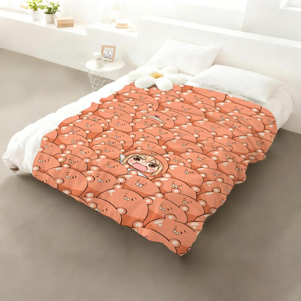 Himouto Umaru-chan Doma Umaru Throw Flannel Throw Blanket: Soft Kid-Friendly Warm Anti-Static All Season Washable Couch Bed Home 75x90cm