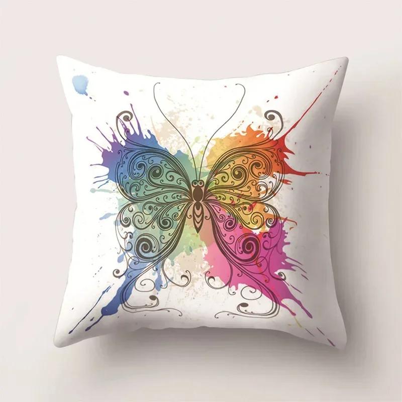 European Color Butterfly Print Sofa Cushion Cover Pillowcase Home Party Car Bedding