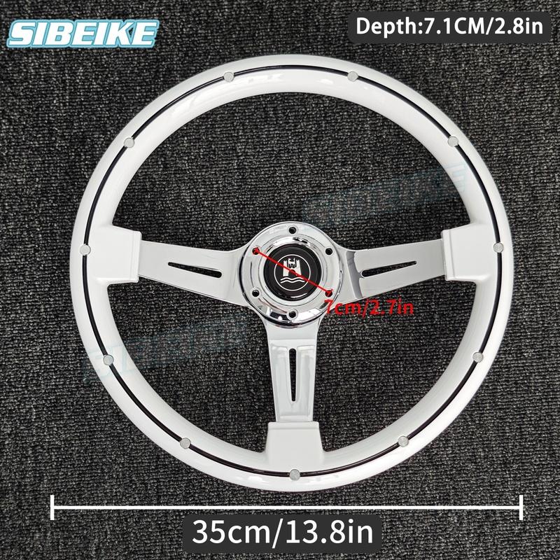 JDM Klasický bílý ABS volant Univerzální hluboký závodní sportovní volant s nýty