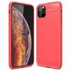Coque Silicone + Verre Trempé pour iPhone 12, Motif Fibre de Carbone Souple Antichoc - Rouge