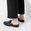 Mules Shoes Men PU Embossed Metal Buckle Decoration Low Heel Daily Men Casual Half Headed Sandals Large 38-48