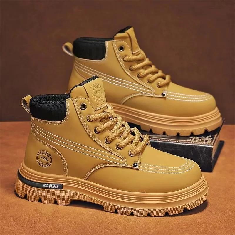 

Autumn New Arrival Fashion Casual British Style Designer Motorcycle Boots Comfortable High Quality Winter Warm Lace Up Men Shoes 44