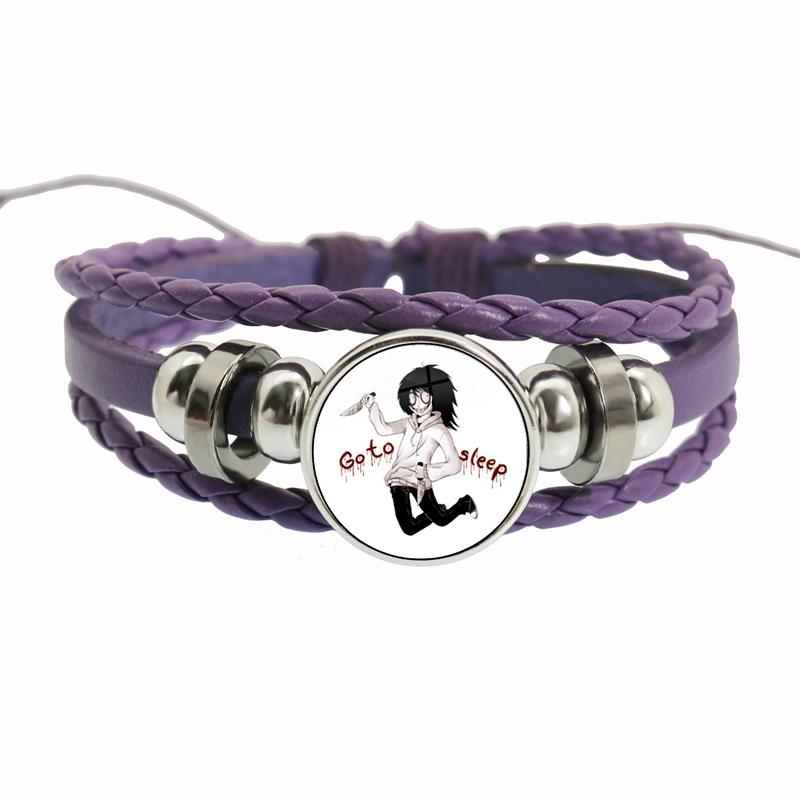 Fashion Accessory Gift For Kids Hot Creepypasta CREEPY PASTA TICCI TOBY Bracelet Glass Leather Bangle JEFF THE KILLER