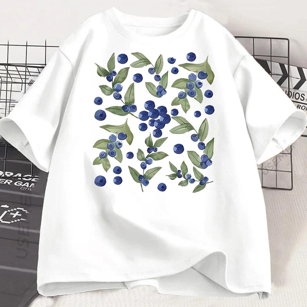 Ästhetisches Frucht-Beeren-Arten Grafik-T-Shirt Mode-T-Shirt Fruchtliebhaber Blaubeer-Shirt Mit Süßer Erdbeere Süßes Beeren-Top
