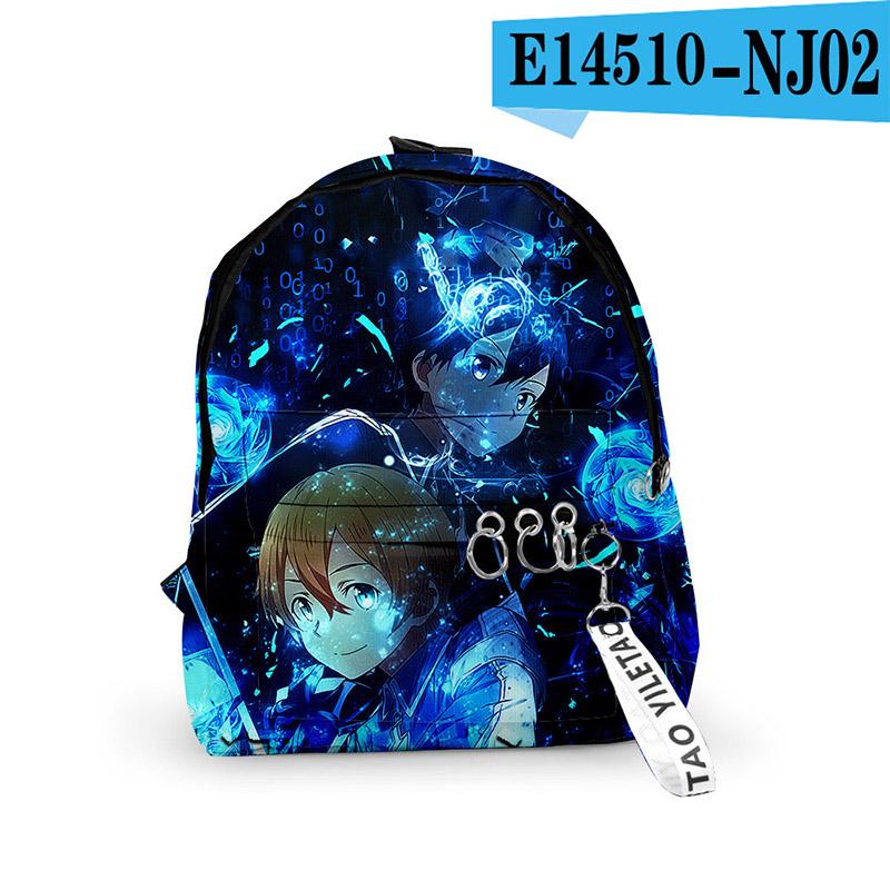 Classic Anime Sword Art Online Backpacks Boys/Girls Pupil School Bags 3D Print Keychains Oxford Waterproof Cute Small Backpacks
