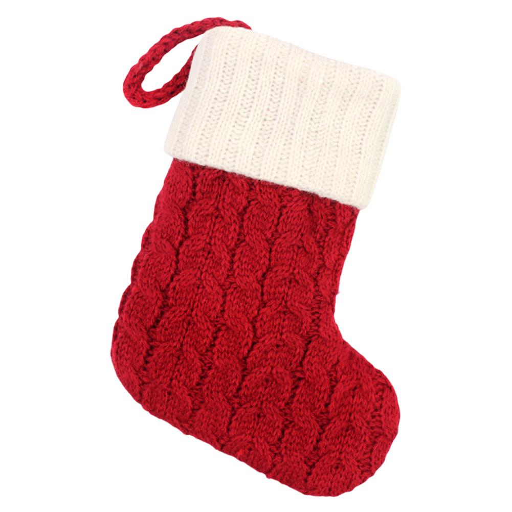 

Рождественские чулки, конфетный мешок с белыми манжетами, вышитые буквы, чулки, вязаные мини-чулки для украшения рождественской вечеринки