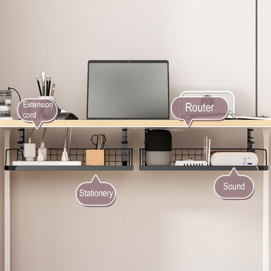 Storage Rack Under-Desk Cable Management Tray Large Capacity Hollow Design Easy To Install Adjustable Cable Management Rack