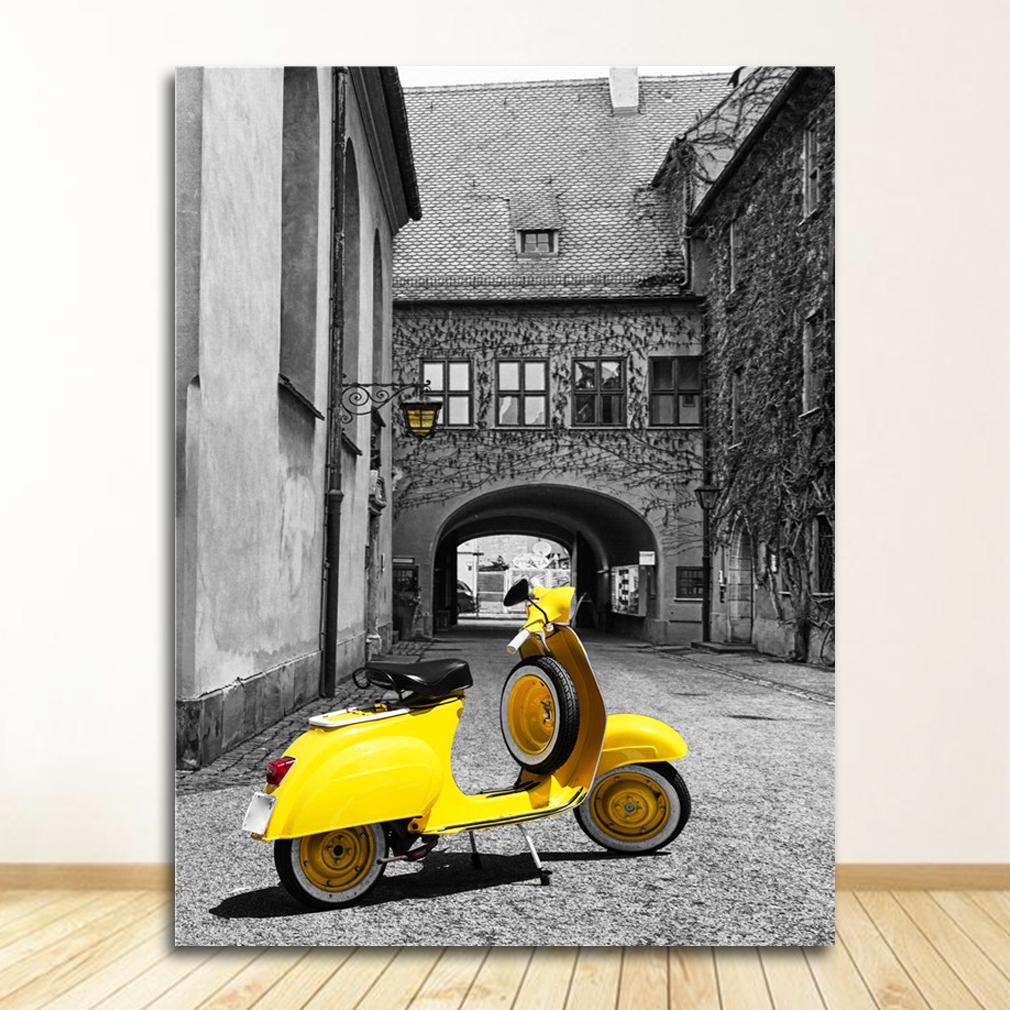 Picture For Living Room Decoration Poster And Print Black And White Landscape Nordic Canvas Painting Set Art Yellow Scenery Wall