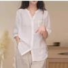 2025 Loose Plus Size V-Neck Sun Protection Shirt, Minimalist Solid Color, Medium Sleeve