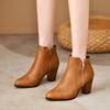 New Luxury Women Ankle Boots Fashion Leather Boots High Heels Ladies Shoes Side Zipper Short Boots For Women Shoes  Mujer