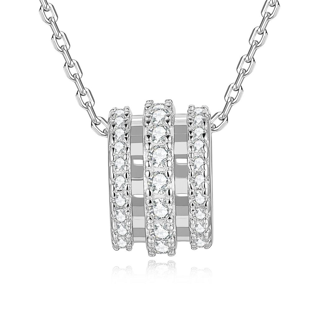 Korean Style S925 Sterling Silver Slim Waist Diamond Necklace for Women - Elegant and Luxurious Pendant