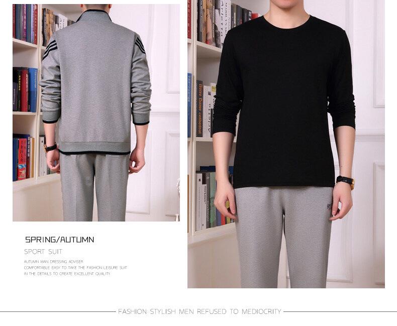Men's Middle-Aged & Elderly Sportswear Set - Spring/Autumn Casual Two-Piece