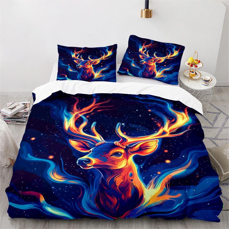 Elk Series 3D Digital Printing Three-Piece Bedding Kit Bed Sheet Quilt Cover