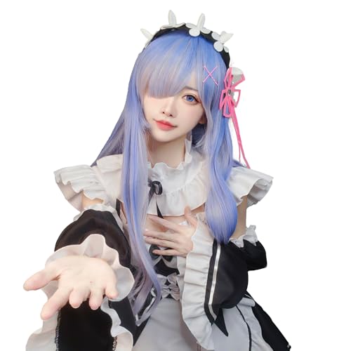 

Перука для косплею аніме Midoriya Rem з довгим волоссям, жаростійка перука, перука для маскування, тільки для шкільного фестивалю (Rem (Довге волосся))