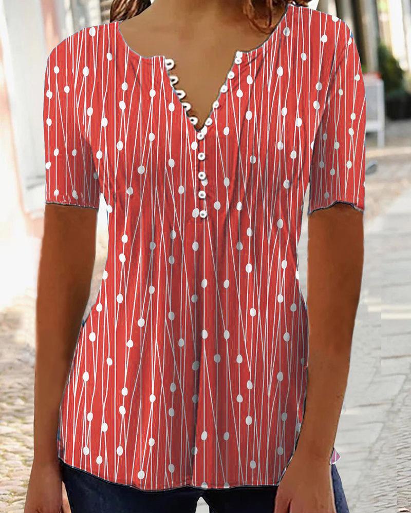 2025 Autumn European & American V-neck Print Long Sleeve Women's Blouse