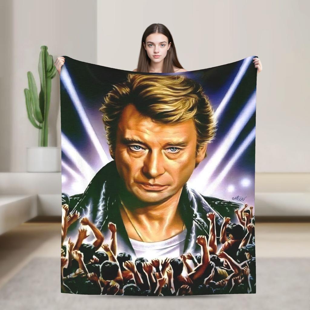 Rock Star Johnny Hallyday Blanket Quality Warm  Bedding Throws Winter Decorative Couch Chair Pattern Bedspread