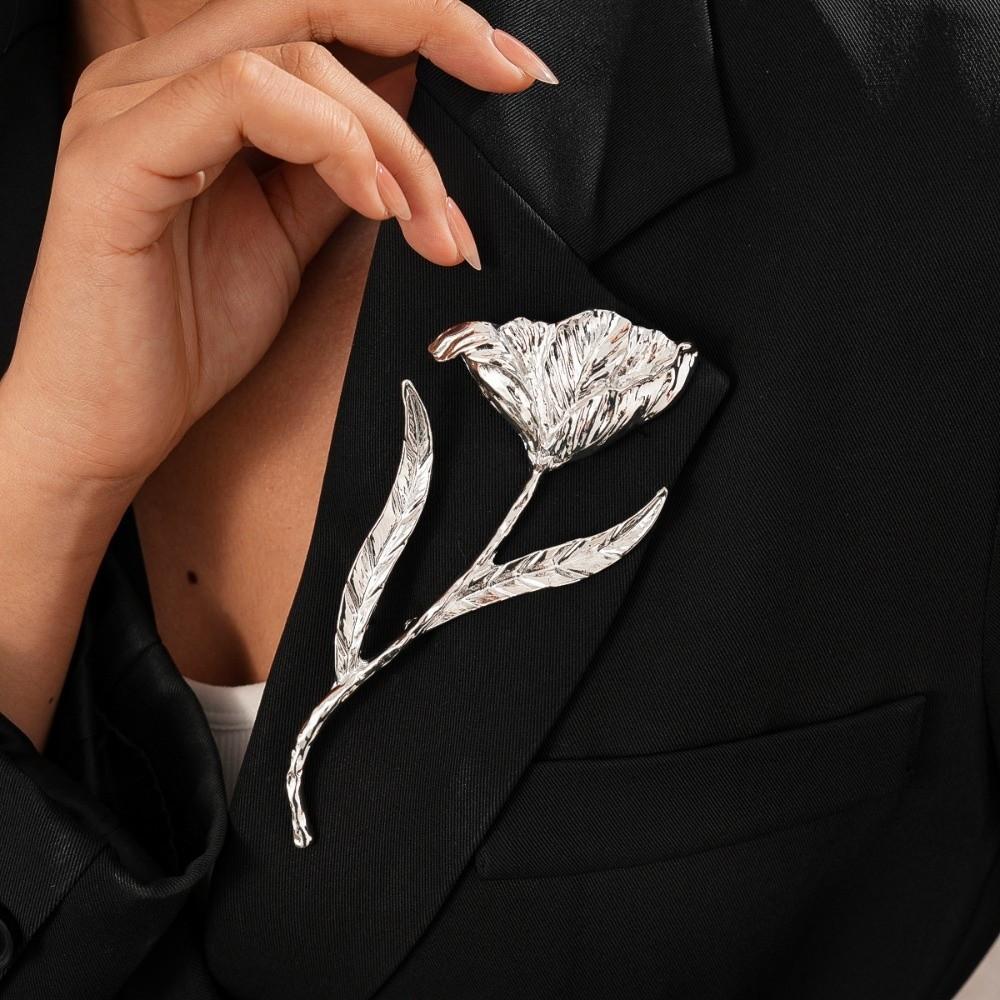 Zinc Zinc Alloy Tulip Brooch Suit Charm Deco Clothing Pin Accessories Flower Bud Brooch  Ladies