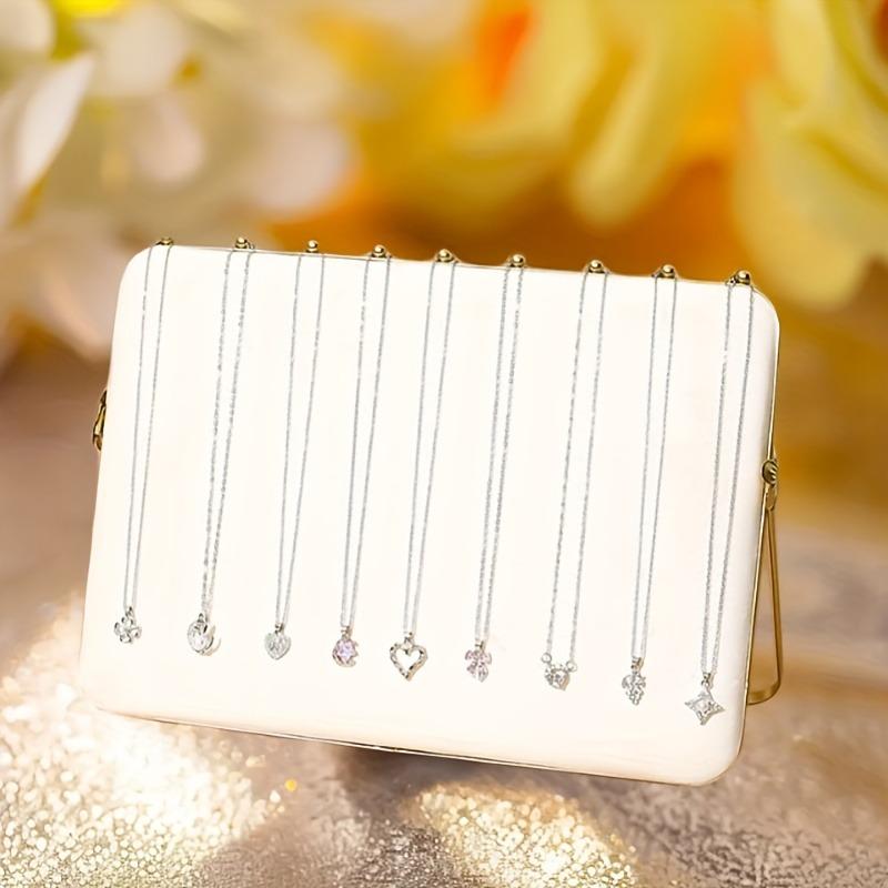 

1pc Pink Velvet Jewelry Towers Display Stand Necklace Rack Elegant Metal Durable Soft Nylon Fabric Portable Necklace Organizer білий