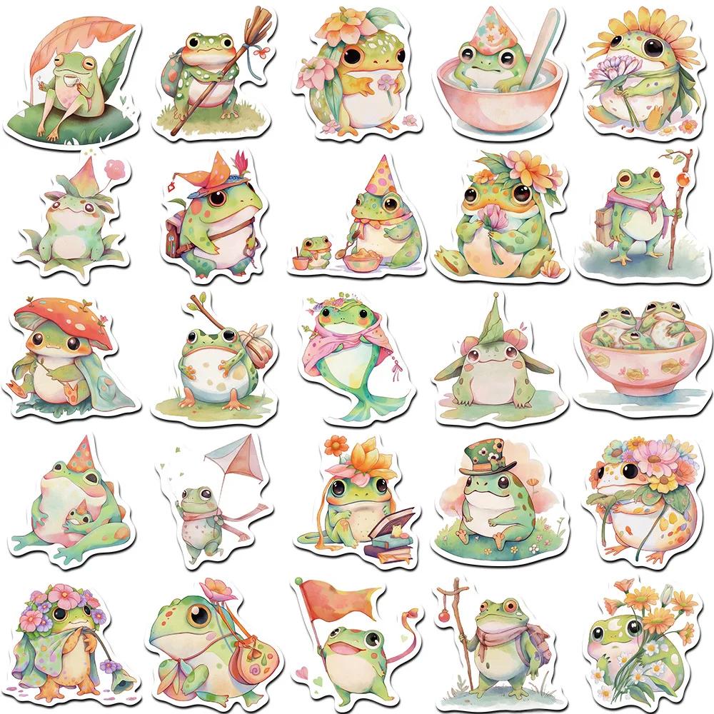 50Pcs Cute Cartoon Colorful Funny Fat Frog Stickers Diy Laptop Luggage Phone Case Skateboard Graffiti Decals Fun For Kids Gifts