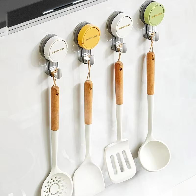 2PCS Suction Cup Hooks No Drill Wall Hooks Reusable Bathroom Kitchen Bedroom Towel Clothes Hanger Home Organizer Waterproof