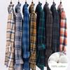 New 100% Cotton Brushed Long Sleeved Shirts for Men Slim Fit Formal Soft Plaid Casual Blouses Business Designer Checked Clothes