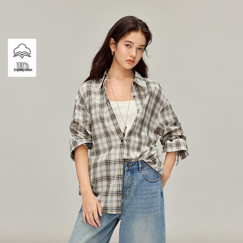 Женская клетчатая рубашка-куртка INMAN, весна 2026, ретро S