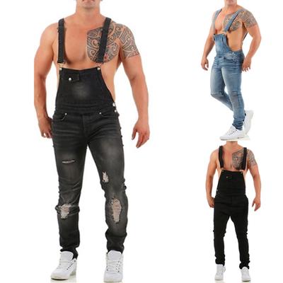 mens ripped denim overalls