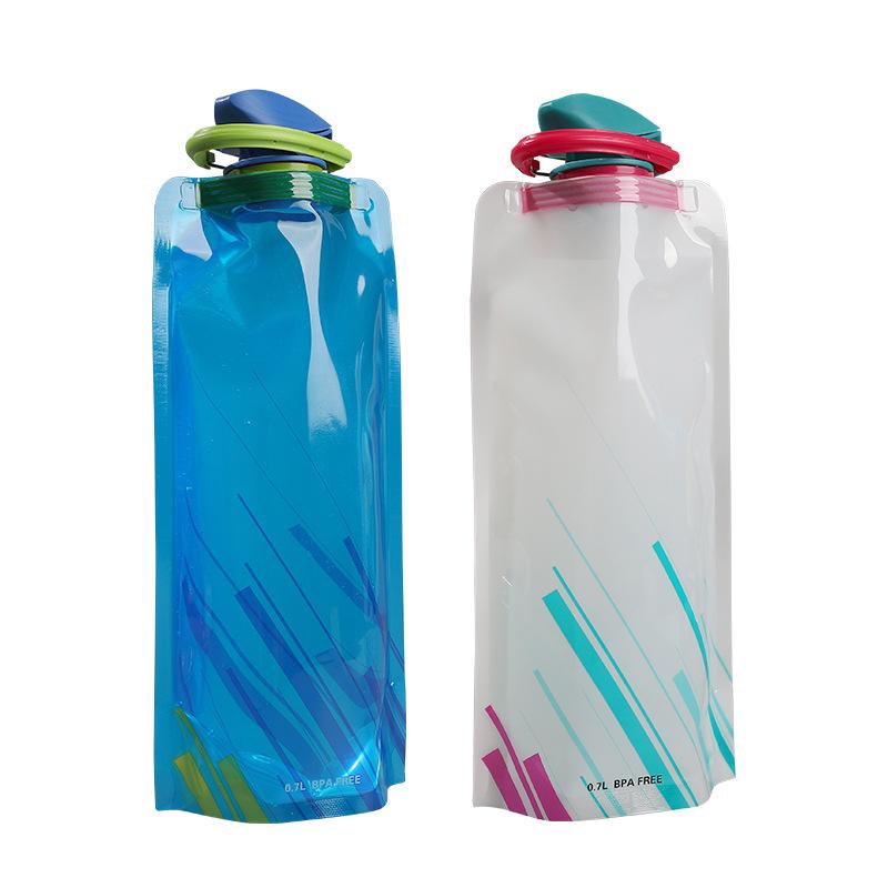 2pcs Outdoor Cycling Sports Water Bottle Hiking Portable Water Cup PE Plastic Folding Water Bag Storage Bladder