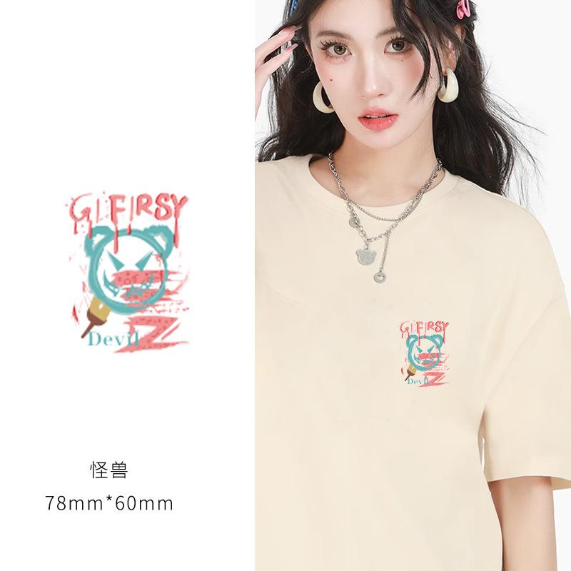 Heat Transfer Sticker Couple Clothes T-Shirt Decorative Pattern Printing Heat Transfer Sticker Hot Ironing Sticker Small