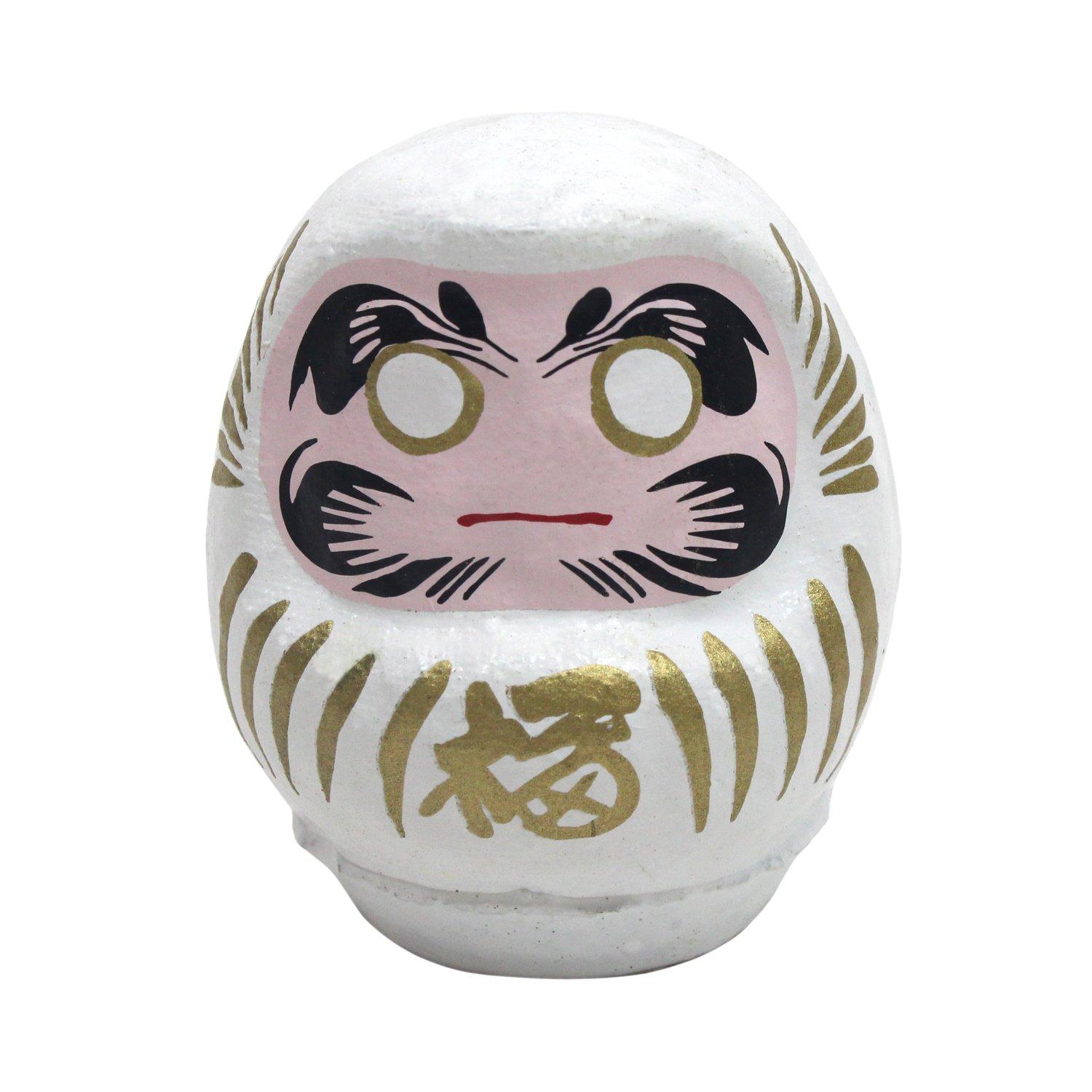 

Lucky Daruma White Length Japanese-made Doll, (Total 5.8cm) белый