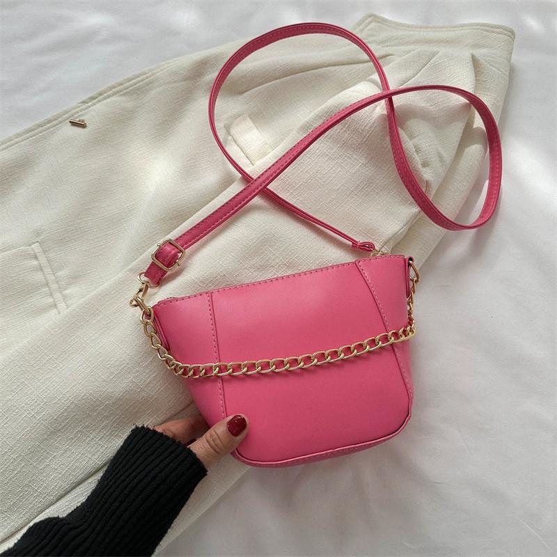 Chic Fall 2023 Retro Bucket Shoulder Bag For Women Pu Leather Chain Crossbody